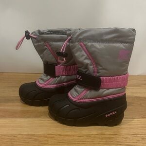 Sorel Gray and Pink Kids Snow Boots